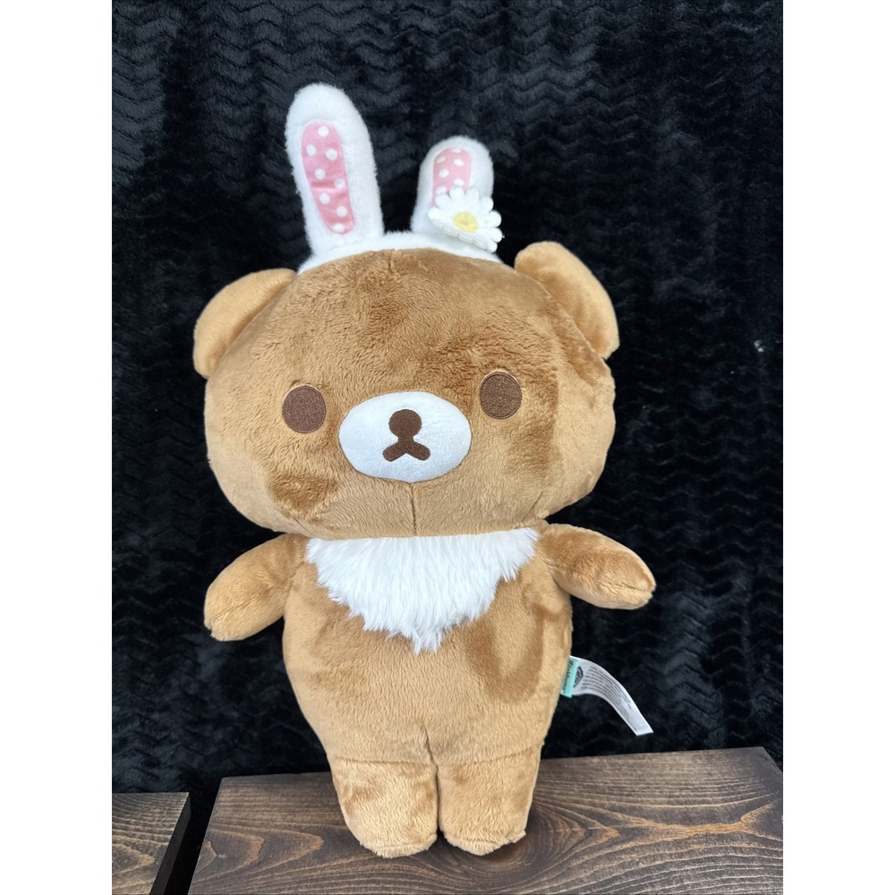 Rilakkuma 18" Plush Bunny Ears Daisy Easter San-X AQI 2024 Large Bear